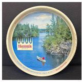 DA - Hamm's Beer Round Tin Tray - Vintage Lakeside Canoe Scene