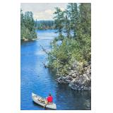 DA - Hamm's Beer Round Tin Tray - Vintage Lakeside Canoe Scene