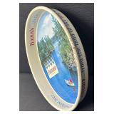 DA - Hamm's Beer Round Tin Tray - Vintage Lakeside Canoe Scene
