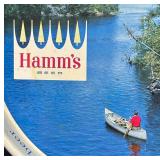 DA - Hamm's Beer Round Tin Tray - Vintage Lakeside Canoe Scene