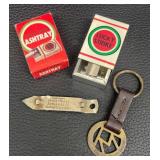 DA - Vintage Lucky Strike Ashtray, Marlboro Keychain and Schoenhofen Bottle Opener