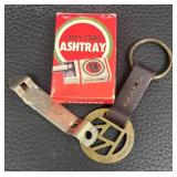 DA - Vintage Lucky Strike Ashtray, Marlboro Keychain and Schoenhofen Bottle Opener