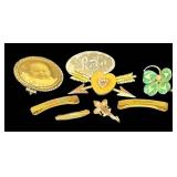BG - Vintage Pins - Assorted Gold-Tone & Enamel Brooches