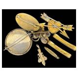 BG - Vintage Pins - Assorted Gold-Tone & Enamel Brooches