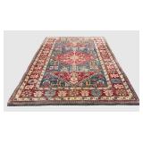 Vintage Tribal Rug - Red & Blue Geometric Medallion