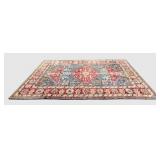 Vintage Tribal Rug - Red & Blue Geometric Medallion