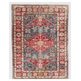 Vintage Tribal Rug - Red & Blue Geometric Medallion