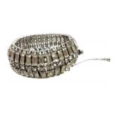 Kramer Rhinestone Bracelet - 1950s Vintage, 7 1/4 in Long, Silver Tone
