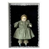 Antique German Miniature Bisque Doll in Shadow Box Frame