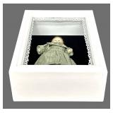 Antique German Miniature Bisque Doll in Shadow Box Frame