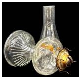 Vintage Pressed Glass Oil Lamp - Hurricane Lamp