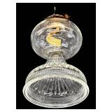 Vintage Pressed Glass Oil Lamp - Hurricane Lamp