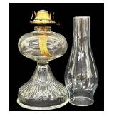 Vintage Pressed Glass Oil Lamp - Hurricane Lamp