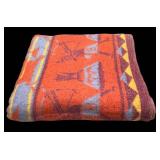 Vintage Tribal Geometric Wool Blanket - Southwestern Style