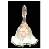 Vintage Fenton Hand-Painted Glass Bell - Floral Pink Flower