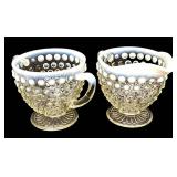 Vintage Anchor Hocking Moonstone Opal Hobnail Sugar Bowl & Creamer Set (2 Pcs)