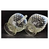 Vintage Anchor Hocking Moonstone Opal Hobnail Sugar Bowl & Creamer Set (2 Pcs)