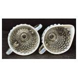 Vintage Anchor Hocking Moonstone Opal Hobnail Sugar Bowl & Creamer Set (2 Pcs)