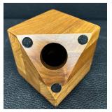 Three-Dial Wood Desk Weather Station - Quartz Clock, Barometer & Hygrometer