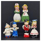 Vintage Salt & Pepper Shaker Set - 3 Pairs, 4 in Tall - Ceramic Figures