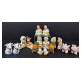 Eight Pairs Vintage Salt & Pepper Shakers - Largest 3.5 in Tall, Assorted Designs