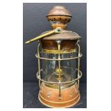 Anchor Ship Lantern - Copper & Brass with Glass Globe, Nautical Lighting