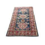 Blue & Red Diamond Medallion Persian-Style Area Rug 64 x 39 in