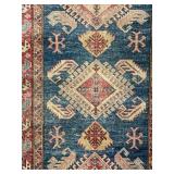 Blue & Red Diamond Medallion Persian-Style Area Rug 64 x 39 in