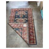 Blue & Red Diamond Medallion Persian-Style Area Rug 64 x 39 in
