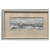 George Ahgupuk Framed Artwork, Signed, 'Reinder Skin'