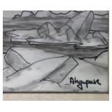 George Ahgupuk Framed Artwork, Signed, 'Reinder Skin'