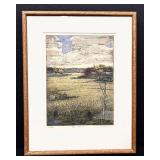 Carl Homstad Framed Landscape Woodblock Print, 'The Marsh'