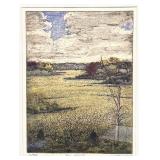 Carl Homstad Framed Landscape Woodblock Print, 'The Marsh'