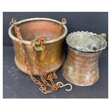 Vintage Hanging Planter & Water Pitcher - Brass/Copper