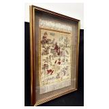 Vintage Turkish Hereke Silk Pictorial Rug / Textile