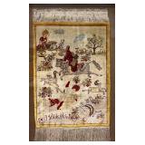 Vintage Turkish Hereke Silk Pictorial Rug / Textile