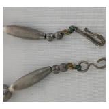 Turquoise Chip Necklace Pair, 23 in Long, Hand-Painted Beads & Bells
