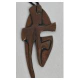 Copper Pendant Necklace on Leather Cord - 21 in Overall, 3.25 in Pendant