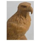 Hand Carved; Dark Wood Eagle 6.25in Tall x 3.25in Dia - Light Wood Eagle 7.5in Tall x 4in Dia