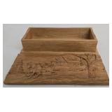 Carved Wooden Keepsake Box with Scenic Lid - Signed Andrew