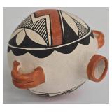 Vintage Traditional Native American Acoma Pueblo Polychrome Canteen, Signed Lena