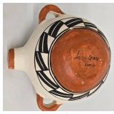 Vintage Traditional Native American Acoma Pueblo Polychrome Canteen, Signed Lena
