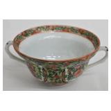 Vintage Chinese Hand Painted Rose Medallion Pattern Porcelain Lidded Bowls - 6-in Set of 6 with 3 Extra Lids