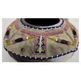 Artisan Crafted Native American Pottery Vessel - Bead-Decorated Neck & Panels
