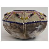 Artisan Crafted Native American Pottery Vessel - Bead-Decorated Neck & Panels
