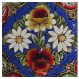 Vintage Italian Hand-Painted Floral Mosaic Brooch
