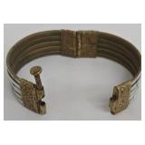Ram-Head Cloisonné Bracelets Set - 4 Bangles, Dia, Green Floral & White Inlay