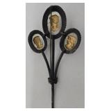 Vintage Black Glass Bead Necklace with 1 in Center Pendant & Cameo Brooch Set