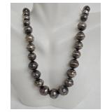 Etched Bead Necklace - 16 in. Long, Silver-Tone Round Beads