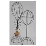 Hat Stands (Lot of 2) - Black Wire, 15.5 in & 20 in tall